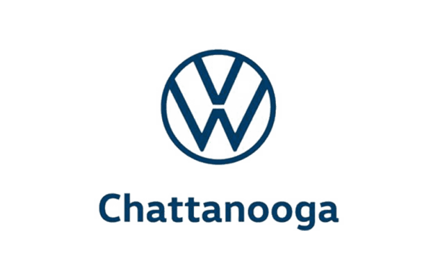Volkswagen logo above the word "Chattanooga" in blue text on a white background.