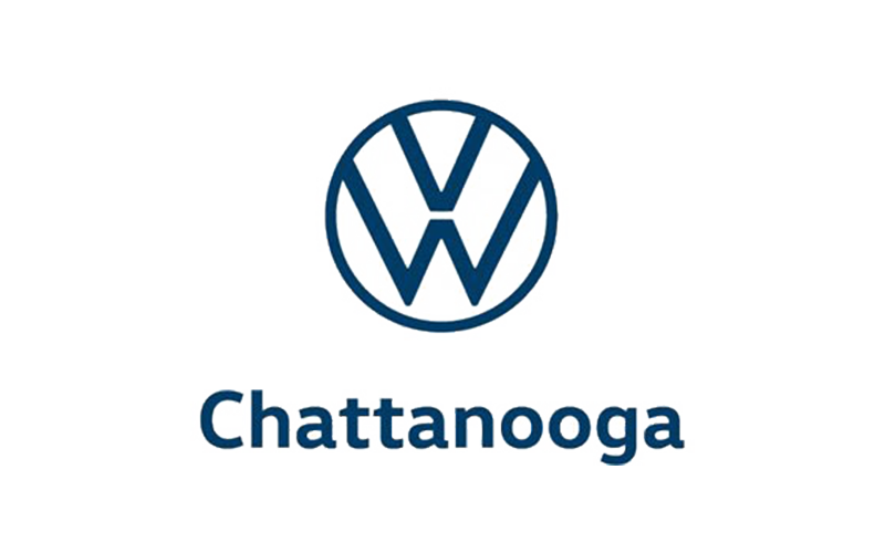 Volkswagen logo above the word "Chattanooga" in blue text on a white background.