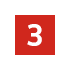 A white number 3 is centered on a red square background.