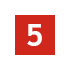A white number 5 is centered on a red square background.