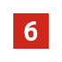 A white number 6 is centered on a small red square background.