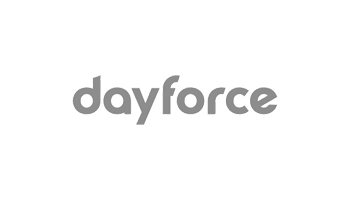 Dayforce logo in grayscale with stylized, rounded lowercase letters.