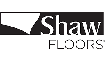 The image shows the Shaw Floors logo with the text "Shaw FLOORS" in black and white.