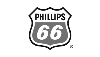 Black and white Phillips 66 logo, resembling a highway sign with "Phillips" written at the top and the number "66" below.