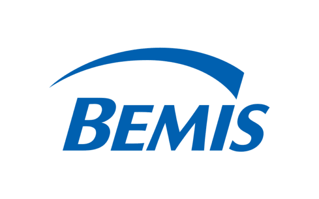 The image shows the Bemis logo in blue text with a curved line above the word.