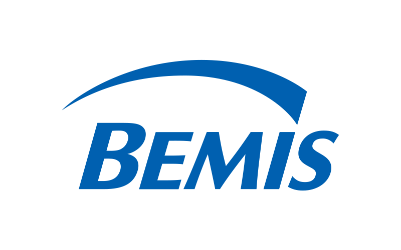 The image shows the Bemis logo in blue text with a curved line above the word.