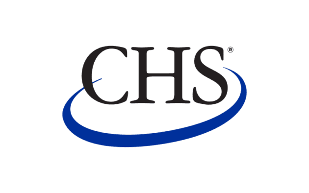 The image shows the CHS logo, featuring the letters "CHS" in black with a blue swoosh beneath them on a white background.