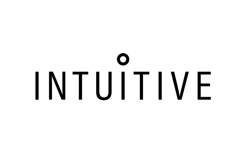 Black text that reads "INTUITIVE" on a white background. The second 'I' features a small circle above it.