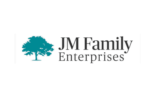 Logo of JM Family Enterprises featuring a teal tree silhouette and the company's name in black text.