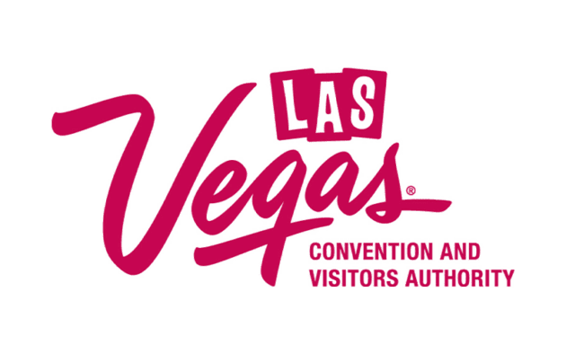 Bold pink text reads "Las Vegas Convention and Visitors Authority" on a white background.