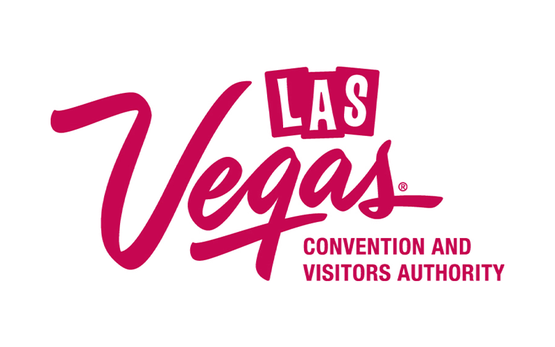 Bold pink text reads "Las Vegas Convention and Visitors Authority" on a white background.