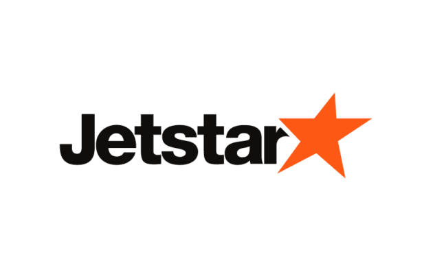 Jetstar logo with the word "Jetstar" in black letters and an orange star replacing the dot over the "j.