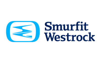 Logo of Smurfit Westrock with stylized blue icon and text.