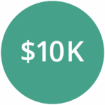 A green circle with white text in the center that reads "$10K.