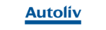Blue "Autoliv" logo with a horizontal line underneath on a white background.