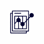 Icon of two overlapping documents with a line graph and data points displayed on the front page.