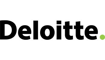 The Deloitte logo in black letters with a green dot at the end on a white background.