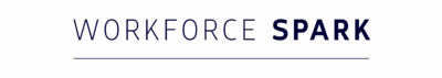 The image displays the text "WORKFORCE SPARK" in dark blue capital letters on a light background, with "SPARK" in bold and a horizontal line beneath the text.