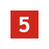A white number 5 is centered on a red square background.