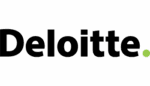 The Deloitte logo features the word "Deloitte" in bold black letters with a small green dot at the end, set against a light gray background.